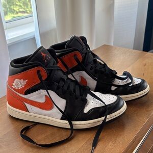 Black + Orange High-Top Nike Sneakers 7.5